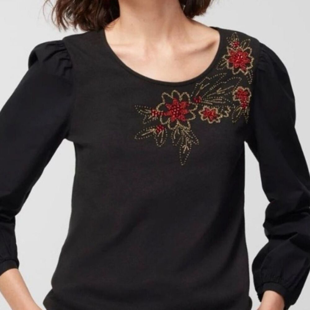 Chico-s Women's Black and Grey Blouse